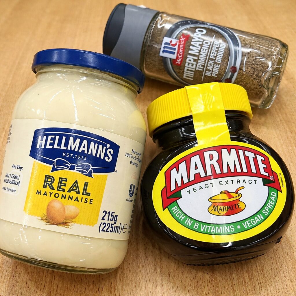 Στη φωτογραφία είναι μαγιονέζα hellmanns της unilever και μαύρο πιπέρι McCormick