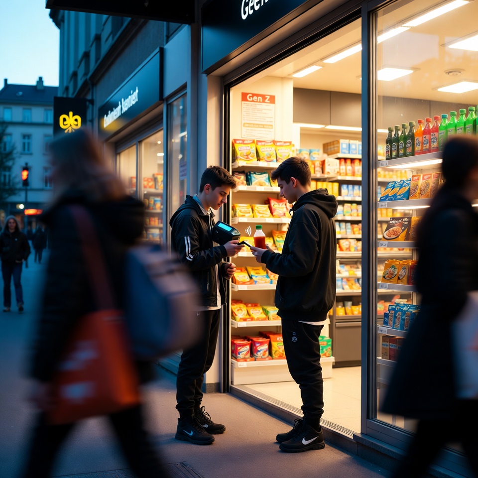 Στην φωτογραφία είναι ένας νεαρός μπροστά σε κατάστημα